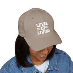 Level Up Living Embroidered Cap — Patriotic American Flag Dad Hat