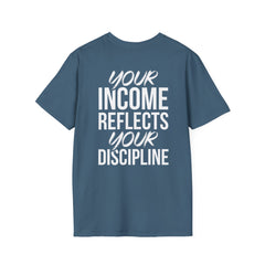Motivational T-Shirt — “Level Up / Income Reflects Discipline” Inspirational Tee