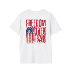 Freedom Over Fear Flag T-Shirt — Level Up Living Patriotic Tee