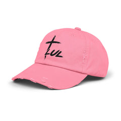 Distressed Cross Cap — "LUL" Script Christian Baseball Hat