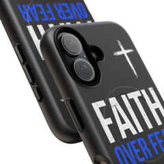 Faith Over Fear Phone Case — Tough Magnetic Protective Case with Cross Design