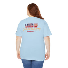 T-Shirt — "Land of Opportunity" Graphic Tee (Front Logo & Back Print)
