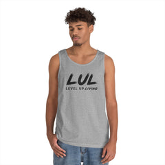 Motivational Tank Top — "LUL Level Up Living" / "Average Is A Choice"
