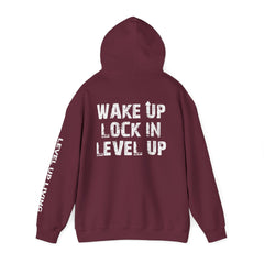 Wake Up. Lock In. Level Up. Athletic Motivational Hoodie