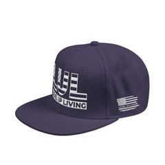 'Live Free' Distressed Flag Design - Embroidered Snapback Hat