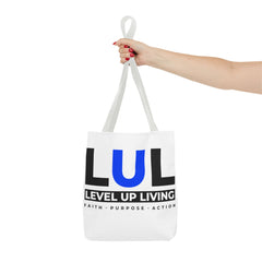 Level Up Living Tote Bag — 'LUL' Inspirational Canvas Tote (Faith · Purpose · Action)