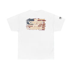 T-Shirt — 'No Comfort, No Growth' Distressed American Flag Graphic Tee