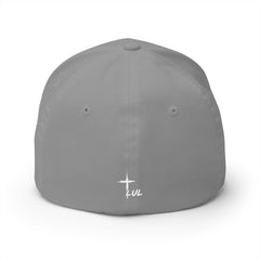 Level Up Living Embroidered Cross Cap — Faith Flex-Fit Closed-Back