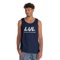 Motivational Tank Top — "LUL Level Up Living" / "Average Is A Choice"