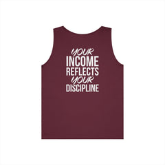 Level Up Living Tank Top — “Your Income Reflects Your Discipline” Motivational Fitness Tank