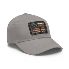 Leather Patch Dad Hat — 'Live Free' Vintage American Flag Baseball Cap
