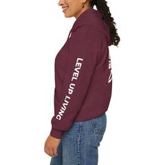 Hoodie — 'Level Up Living' Motivational Pullover (Train Like It Matters Because It Does)