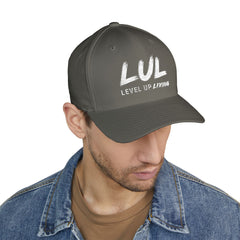 Level Up Living Embroidered Cross Cap — Faith Flex-Fit Closed-Back