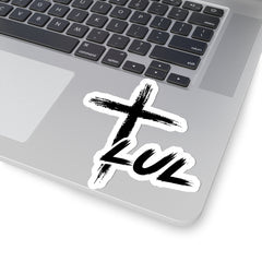 Cross Brushstroke "LUL" Kiss-Cut Sticker — Minimal Christian-Inspired Laptop Decal