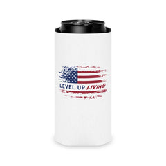 Can Cooler - "Level Up Living" American Flag Drink Koozie