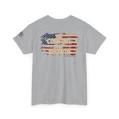 T-Shirt — 'No Comfort, Just Growth' Distressed American Flag Graphic Tee