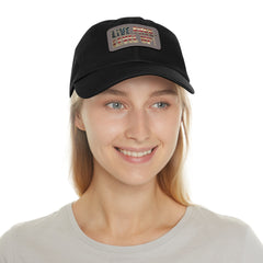 Leather Patch Dad Hat — 'Live Free' Vintage American Flag Baseball Cap