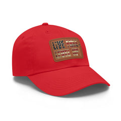 Leather Patch Dad Hat — 'Live Free' Vintage American Flag Baseball Cap