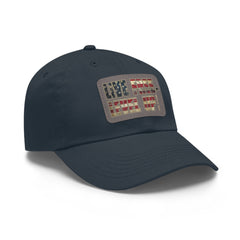 Leather Patch Dad Hat — 'Live Free' Vintage American Flag Baseball Cap