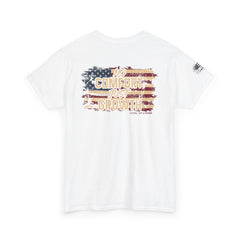 T-Shirt — 'No Comfort, No Growth' Distressed American Flag Graphic Tee