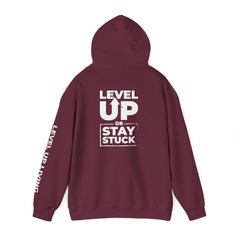 Level Up Hoodie — "Level Up or Stay Stuck" Motivational Pullover