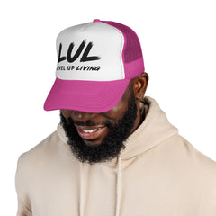 Trucker Hat – "LUL Level Up Living" Mesh Cap | Motivational Casual Streetwear