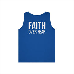 Faith Over Fear Tank Top — Christian Cross Graphic Spiritual Shirt