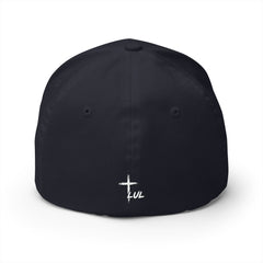 Level Up Living Embroidered Cross Cap — Faith Flex-Fit Closed-Back