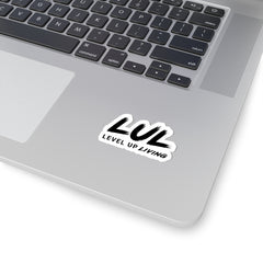 Level Up Living Sticker — LUL Brush Script Kiss-Cut Sticker for Laptops & Gear