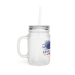 Patriotic "Level Up Living" Mason Jar Tumbler