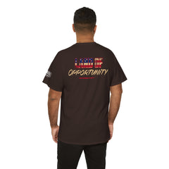 T-Shirt — "Land of Opportunity" Graphic Tee (Front Logo & Back Print)