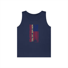 American Flag Distressed Tank Top – Vertical Vintage USA Stripes