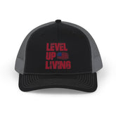 Level Up Living Snapback Trucker Cap — Patriotic Gamer Vibe Hat