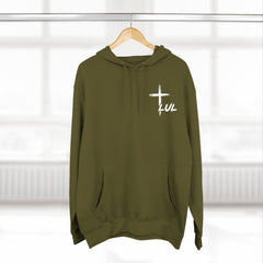 Faith Build Courage Fleece Hoodie — Inspirational Three-Panel Pullover