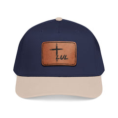 Leather Patch Baseball Cap — Cross & LUL Logo Mid-Profile Hat