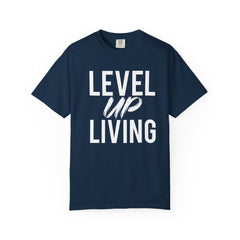 Motivational Tee — “Level Up Living / Finish What You Start” Inspirational Graphic T‑Shirt