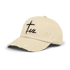 Distressed Cross Cap — "LUL" Script Christian Baseball Hat