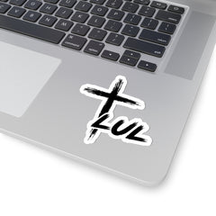 Cross Brushstroke "LUL" Kiss-Cut Sticker — Minimal Christian-Inspired Laptop Decal