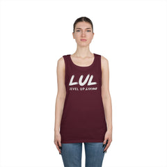 Motivational Fitness Tank Top — "LUL Level Up Living" | "Train Like It Matters Because It Does"