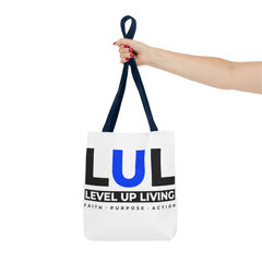 Level Up Living Tote Bag — 'LUL' Inspirational Canvas Tote (Faith · Purpose · Action)