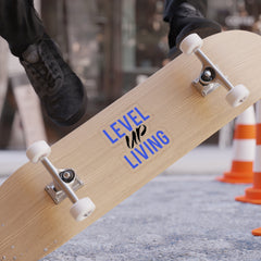Level Up Living Die-Cut Sticker — Bold Blue & Brush Script Outdoor Decal