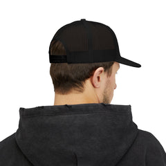 Level Up Living Snapback Trucker Cap — Distressed Logo Mesh Baseball Hat