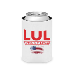 Can Cooler — LUL "Level Up Living" American Flag Drink Koozie