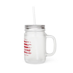 Patriotic "Level Up Living" Mason Jar Tumbler