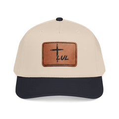 Leather Patch Baseball Cap — Cross & LUL Logo Mid-Profile Hat