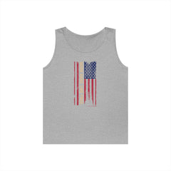 American Flag Distressed Tank Top – Vertical Vintage USA Stripes