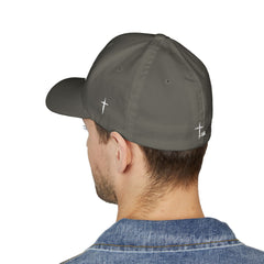 Level Up Living Embroidered Cross Cap — Faith Flex-Fit Closed-Back
