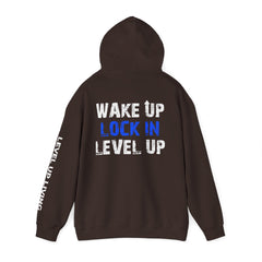 Wake Up. Lock In. Level Up. Athletic Motivational Hoodie