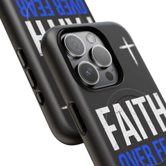 Faith Over Fear Phone Case — Tough Magnetic Protective Case with Cross Design