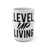Level Up Living Mug — 15oz Inspirational Christian Cross Coffee Cup